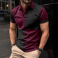 Casual Sports Short Sleeve Color Stitching Turnover Neck Polo