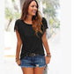 ladies Europe and America big size round neck short sleeve cuffs tassel T-shirt cotton tops
