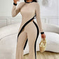 Women's 2 Piece Outfit Sexy Asymmetrical Hem Long Sleeve Top And Wide Leg Pants