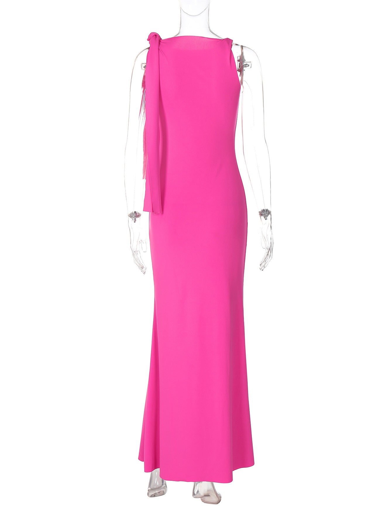 One-shoulder Ribbon Long Dress