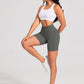 Yoga Pants - Three-Quarter High-Waisted Seamless Solid Color Charcoal Gray