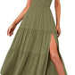 Fashion Women's One-shoulder Pleated Layered Hem Split Dress