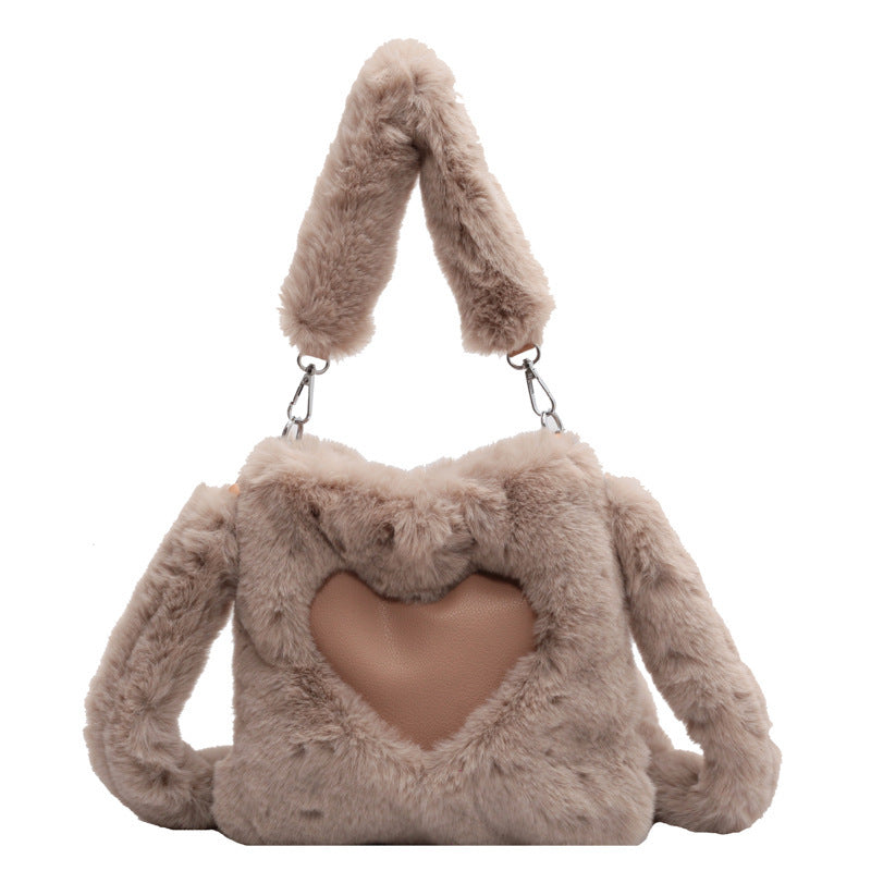 Love Winter Plush Shoulder Bags For Women