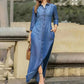 Women's Casual Button Down Denim Maxi Dress