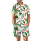 2Pcs Printed Beach Top And Drawstring Pockets Shorts