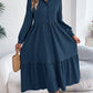 Women's Lapel Casual Loose Long Sleeve Ruffled Shirt Dresses