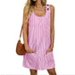 Fashion Striped Patchwork Commuting U-Neck Sleeveless Pockets Mini Dress