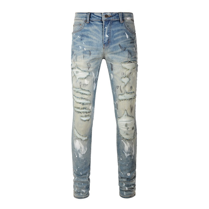 Holes Pasted Cloth Casual Trouser