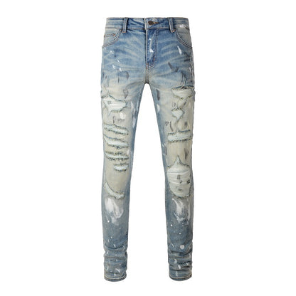 Holes Pasted Cloth Casual Trouser