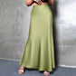 Women's Elegant Satin High Waist Flared Midi Skirt