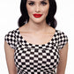 Boat Neck Top in Checkers - XS only