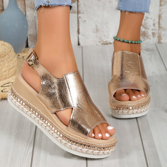 Shiny Sandals Hollow Design