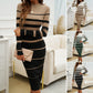 Temperament Slim-fit Contrast Colors Long Sleeve Dress