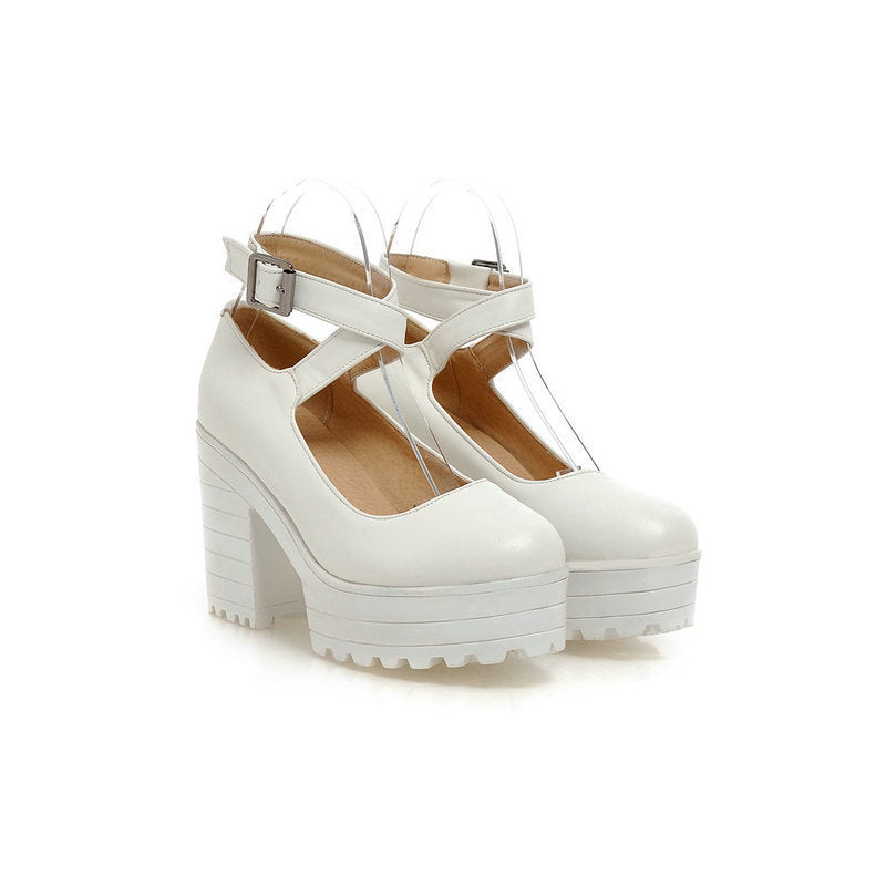 Women's Fashionable Chunky Heel Platform High Shoes