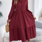 Women's Lapel Casual Loose Long Sleeve Ruffled Shirt Dresses
