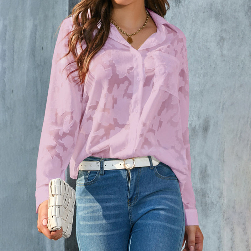 Women's Casual Sheer Button Down Blouses