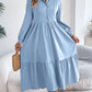 Women's Lapel Casual Loose Long Sleeve Ruffled Shirt Dresses