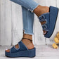 Fashion Denim Buckle Wedges Sandals For Women