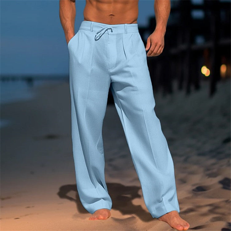 Casual Wide-Leg Straight Pants With Pockets For Men