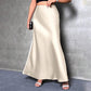 Women's Elegant Satin High Waist Flared Midi Skirt