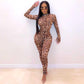 Leopard Print Jumpsuit Slim Fit Sexy Leggings