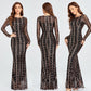 Sequins Women Maxi Dresses Long Sleeve