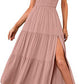 Fashion Women's One-shoulder Pleated Layered Hem Split Dress