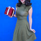 Olive Dot Bombshell Dress - Plus Sizes only