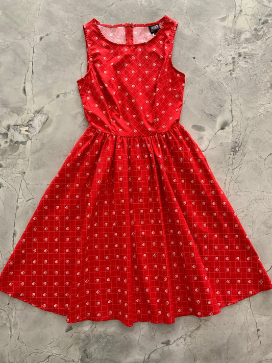 Red Floral Vintage Dress - XS only, 1 left!