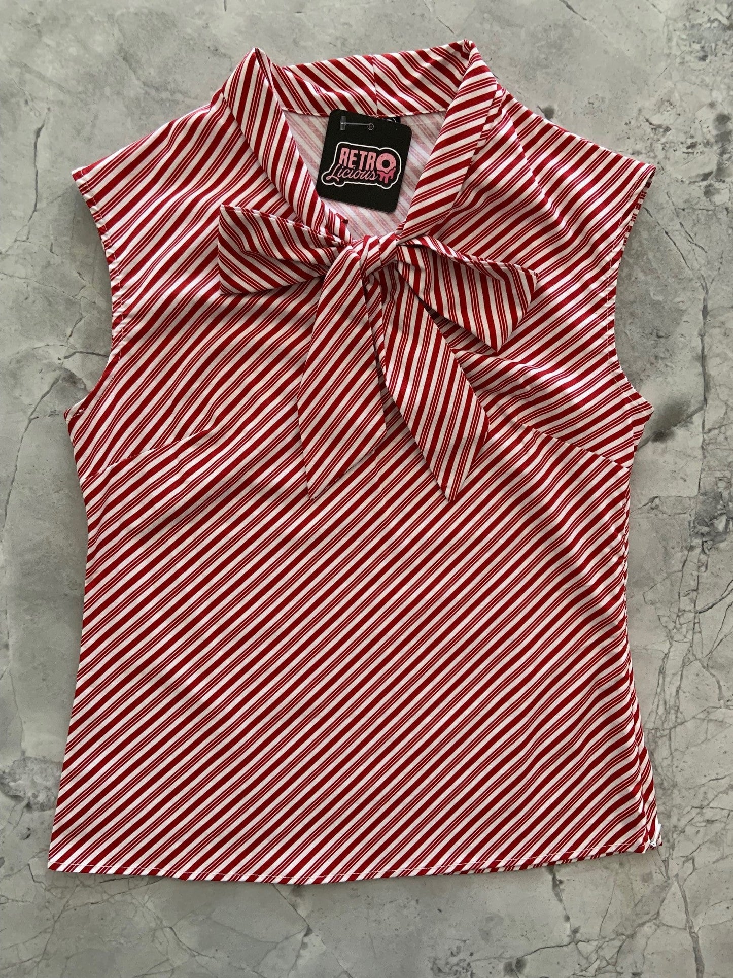 Candy Cane Stripe Bow Top - Plus Sizes only