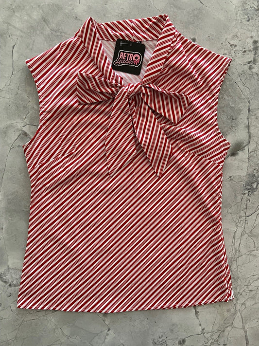 Candy Cane Stripe Bow Top - Plus Sizes only