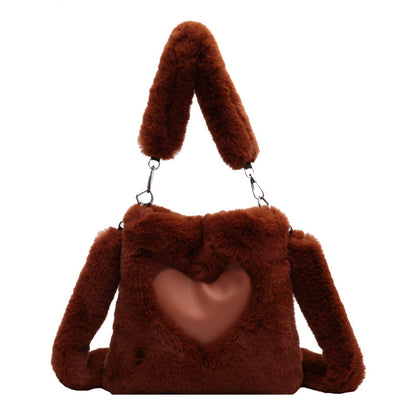 Love Winter Plush Shoulder Bags For Women