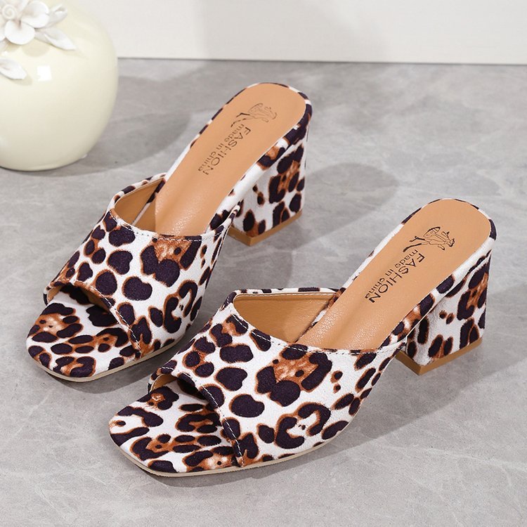Leopard Square Toe Sandals