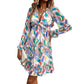 Vacation Style Printed V-neck Long-sleeve Dress