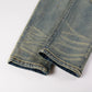 Printed Pleated Elastic Light Colored Jeans For Men