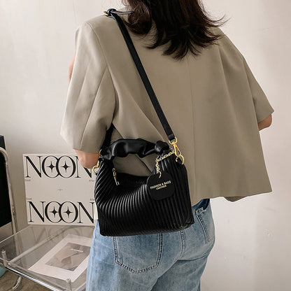 PU Leather Pleated Cloud Small Tote Bag
