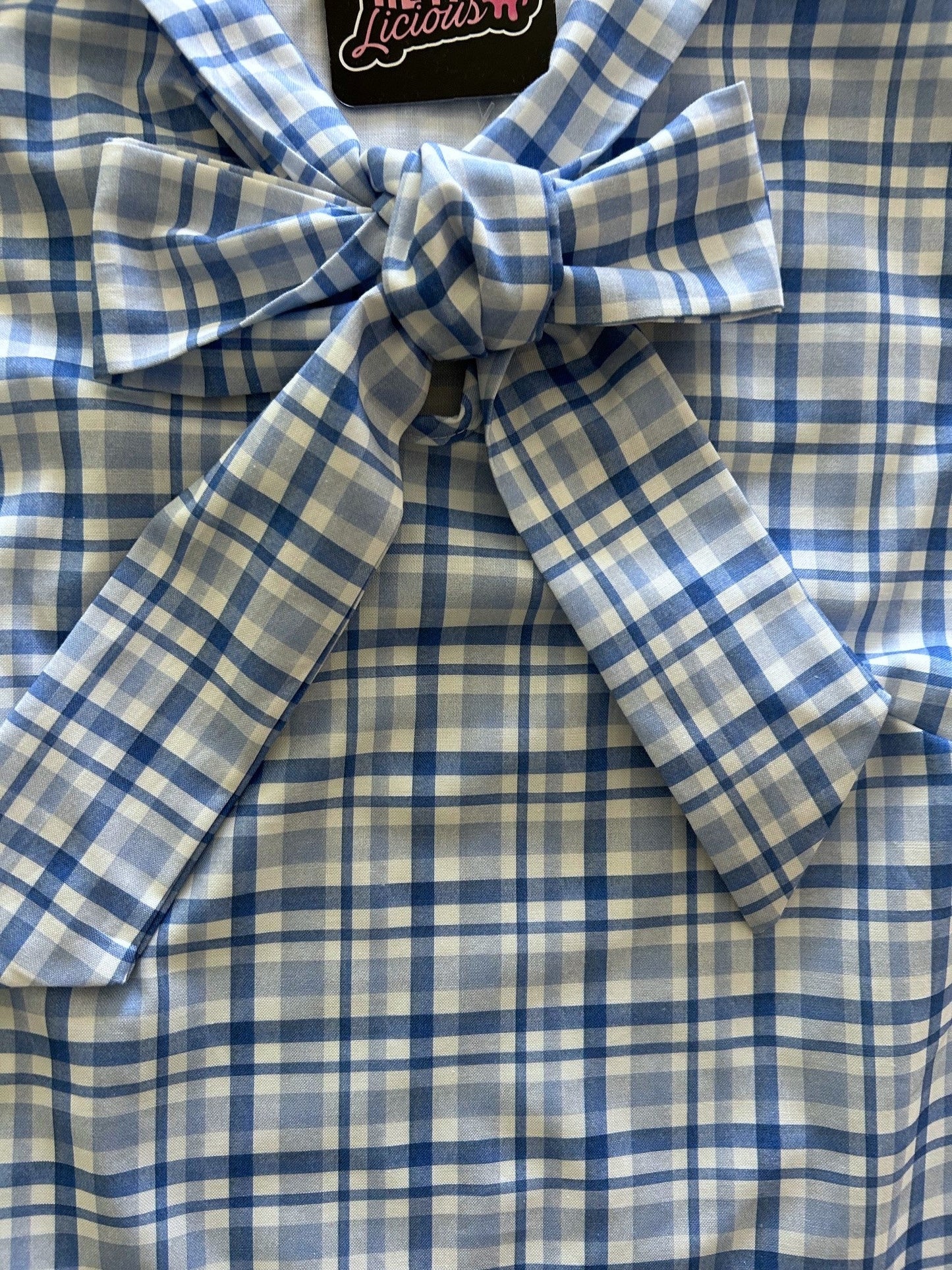 Blue Plaid Bow Top
