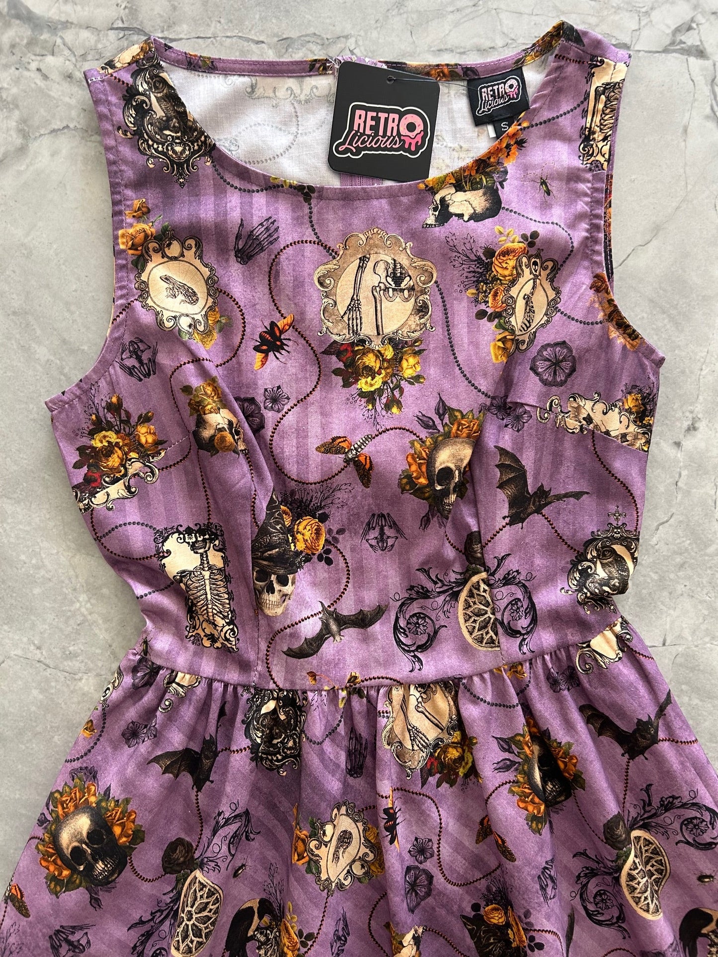 Purple Skull Vintage Dress - XS only, 1 left!