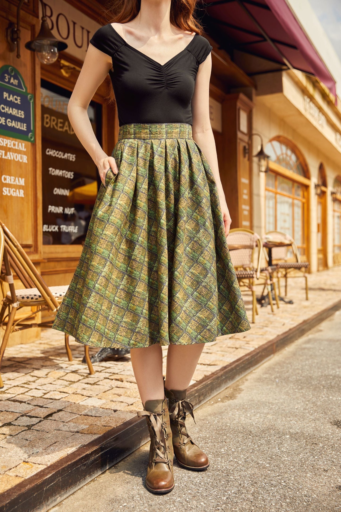 Green Plaid Doris Skirt