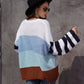 Women's Color Stitching Knit Pullover Loose Sweater