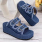 Fashion Denim Buckle Wedges Sandals For Women