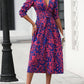 Women's Long-Sleeved All-Over Leopard Print Belted Shirt Dress