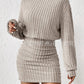 Long Sleeve High Neck Ribbing Woolen Knit Suit