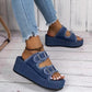 Fashion Denim Buckle Wedges Sandals For Women