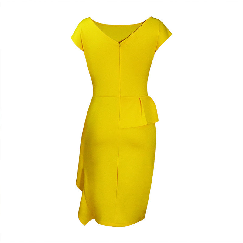 Women's Elegant Ruffle Sleeveless Bodycon Dress