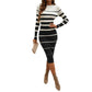 Temperament Slim-fit Contrast Colors Long Sleeve Dress