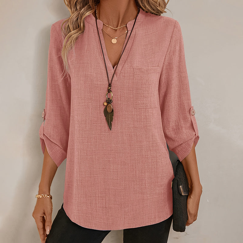 Women's Casual Summer Notch V Neck Blouses