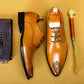 Men's Breathable Leather Pointed Carved Business Formal Shoes