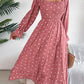 Casual Square Collar Polka Dot Swing Dress With Wooden Ears