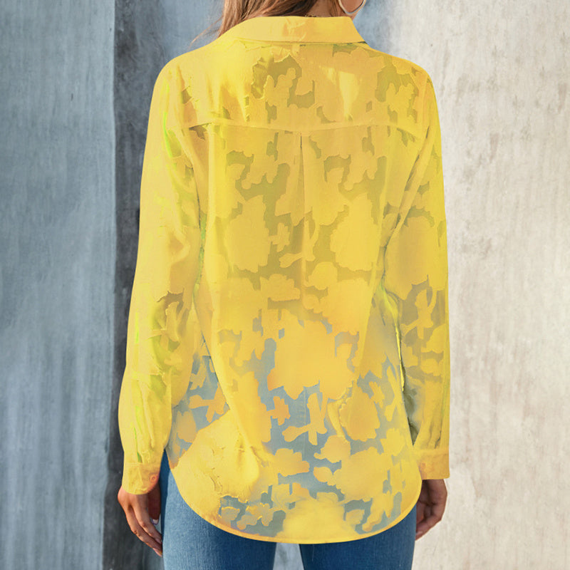 Women's Casual Sheer Button Down Blouses